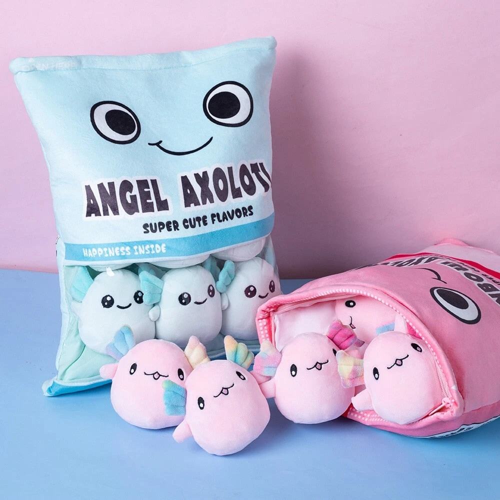 Rainbow Pink Blue Axolotl Candy Bag Plushies 4 Rainbow Pink Blue Axolotl Candy Bag Plushies - Image 2