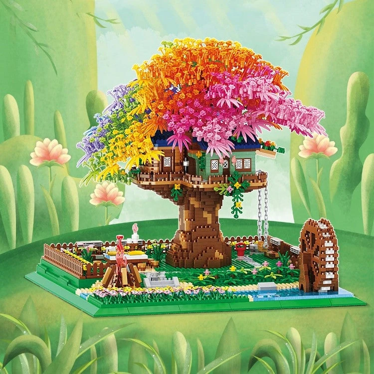 Rainbow Sakura Tree House Light Nano Building Blocks 6 Rainbow Sakura Tree House Light Nano Building Blocks - Image 4