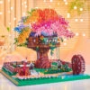 Rainbow Sakura Tree House Light Nano Building Blocks -Kawaii Store kawaiies plushies plush softtoy rainbow sakura tree house building blocks build it 555317