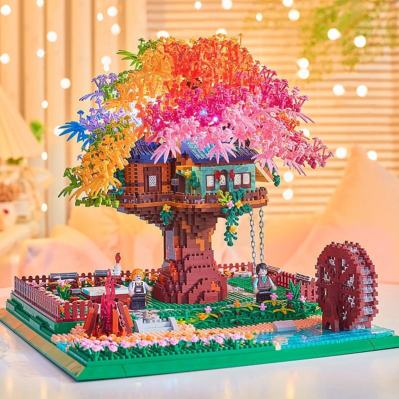 Rainbow Sakura Tree House Light Nano Building Blocks 3 Rainbow Sakura Tree House Light Nano Building Blocks