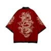Apparel Red Black Golden Dragon Outlined Unisex Kimono