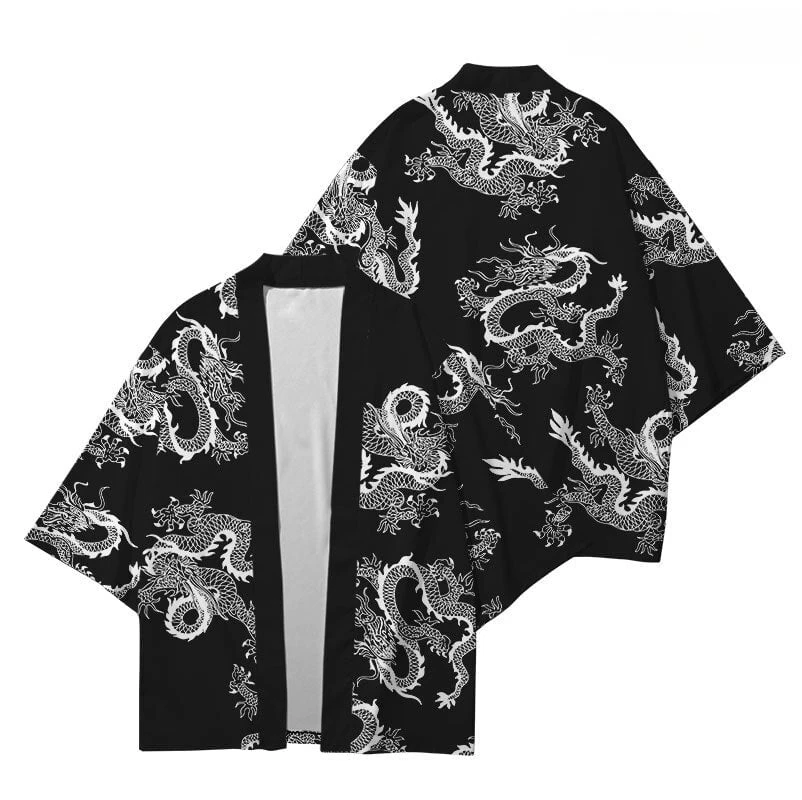 Apparel Red Black Golden Dragon Outlined Unisex Kimono 4 Apparel Red Black Golden Dragon Outlined Unisex Kimono - Image 2