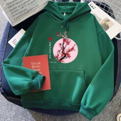 Apparel Red Sakura Branch Moon Unisex Hoodie -Kawaii Store kawaiies plushies plush softtoy red sakura branch moon unisex hoodie apparel green xs 749645