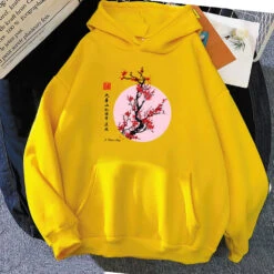 Apparel Red Sakura Branch Moon Unisex Hoodie -Kawaii Store kawaiies plushies plush softtoy red sakura branch moon unisex hoodie apparel yellow xs 391174