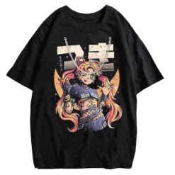 Apparel Rock On Usagi Tsukino Stone Wash Oversized Tee -Kawaii Store kawaiies plushies plush softtoy rock on usagi tsukino stone wash oversized tee tops plain black chain m 521961