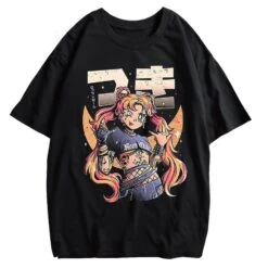 Apparel Rock On Usagi Tsukino Stone Wash Oversized Tee -Kawaii Store kawaiies plushies plush softtoy rock on usagi tsukino stone wash oversized tee tops plain black m 591198