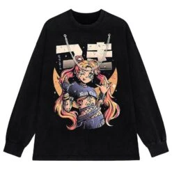 Apparel Rock On Usagi Tsukino Stone Wash Sweatshirt -Kawaii Store kawaiies plushies plush softtoy rock on usagi tsukino stone wash sweatshirt tops black chain m 189323