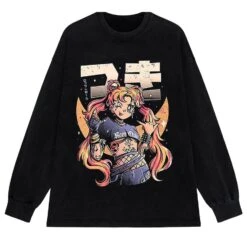 Apparel Rock On Usagi Tsukino Stone Wash Sweatshirt -Kawaii Store kawaiies plushies plush softtoy rock on usagi tsukino stone wash sweatshirt tops black m 680857