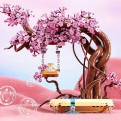 Romantic Sakura Bear Swing Tree Micro Building Blocks -Kawaii Store kawaiies plushies plush softtoy romantic sakura bear swing tree micro building blocks build it 299805
