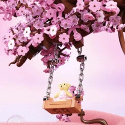 Romantic Sakura Bear Swing Tree Micro Building Blocks -Kawaii Store kawaiies plushies plush softtoy romantic sakura bear swing tree micro building blocks build it 518052