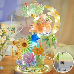 Romantic Waterfall Orchard Villa Micro Building Blocks With Light -Kawaii Store kawaiies plushies plush softtoy romantic waterfall orchard villa micro building blocks with light build it 678646