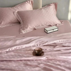 Rose Peach Luxurious Lyocell Jacquard Blanket Set -Kawaii Store kawaiies plushies plush softtoy rose peach luxurious lyocell jacquard blanket set bedding sets 425729