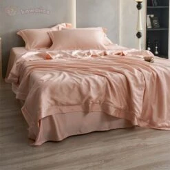 Rose Peach Luxurious Lyocell Jacquard Blanket Set -Kawaii Store kawaiies plushies plush softtoy rose peach luxurious lyocell jacquard blanket set bedding sets peach single 541676
