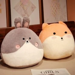 Round Cat Bunny Fox Pillow Plushie Collection -Kawaii Store kawaiies plushies plush softtoy round cat bunny fox pillow plushie collection new soft toy 324927
