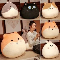 Round Cat Bunny Fox Pillow Plushie Collection -Kawaii Store kawaiies plushies plush softtoy round cat bunny fox pillow plushie collection new soft toy 490185