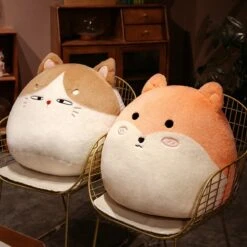 Round Cat Bunny Fox Pillow Plushie Collection -Kawaii Store kawaiies plushies plush softtoy round cat bunny fox pillow plushie collection new soft toy 660696
