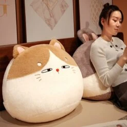 Round Cat Bunny Fox Pillow Plushie Collection -Kawaii Store kawaiies plushies plush softtoy round cat bunny fox pillow plushie collection new soft toy 991246