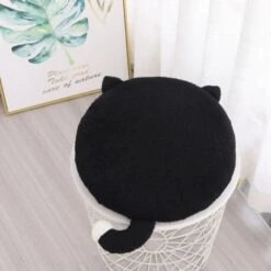Round Cat Cushion -Kawaii Store kawaiies plushies plush softtoy round cat cushion cushions black 752642