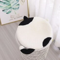Round Cat Cushion -Kawaii Store kawaiies plushies plush softtoy round cat cushion cushions black and white 746593
