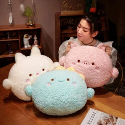 Round Fluffy Animal Pillow Plushie Collection -Kawaii Store kawaiies plushies plush softtoy round fluffy animal pillow plushie collection soft toy 651778