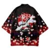 Apparel Royal White Crane Blood Moon Sakura Unisex Kimono