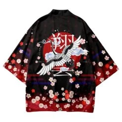 Apparel Royal White Crane Blood Moon Sakura Unisex Kimono