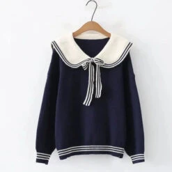 Apparel Sailor Moon Inspired Collar Long Sleeve Cardigan -Kawaii Store kawaiies plushies plush softtoy sailor moon inspired collar long sleeve cardigan apparel navy 710403