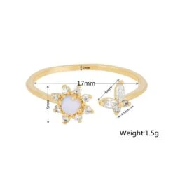 Sakura Butterfly Gold-plated Adjustable Rings -Kawaii Store kawaiies plushies plush softtoy sakura butterfly gold plated adjustable rings new ring 751128