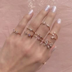 Sakura Butterfly Gold-plated Adjustable Rings -Kawaii Store kawaiies plushies plush softtoy sakura butterfly gold plated adjustable rings new ring 912672