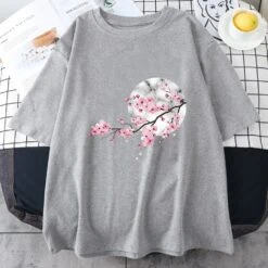Apparel Sakura Cherry Blossom Full Moon Cotton Tee -Kawaii Store kawaiies plushies plush softtoy sakura cherry blossom full moon cotton tee apparel 228976