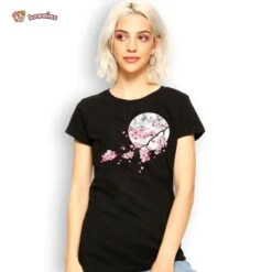 Apparel Sakura Cherry Blossom Full Moon Cotton Tee -Kawaii Store kawaiies plushies plush softtoy sakura cherry blossom full moon cotton tee apparel 738179