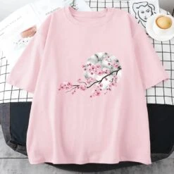 Apparel Sakura Cherry Blossom Full Moon Cotton Tee -Kawaii Store kawaiies plushies plush softtoy sakura cherry blossom full moon cotton tee apparel pink xs 956637