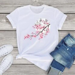 Apparel Sakura Cherry Blossom Full Moon Cotton Tee -Kawaii Store kawaiies plushies plush softtoy sakura cherry blossom full moon cotton tee apparel white xs 382092