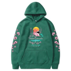Apparel Sakura Flamingo Sunset Unisex Hoodie -Kawaii Store kawaiies plushies plush softtoy sakura flamingo sunset unisex hoodie apparel green m 282078