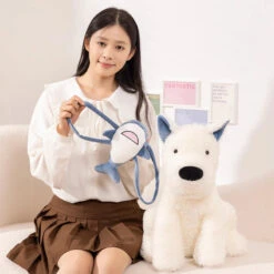 Schnauzer Dog With Shark Bag Plush -Kawaii Store kawaiies plushies plush softtoy schnauzer dog with shark bag plush soft toy 254574