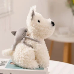 Schnauzer Dog With Shark Bag Plush -Kawaii Store kawaiies plushies plush softtoy schnauzer dog with shark bag plush soft toy gray 25cm 615870