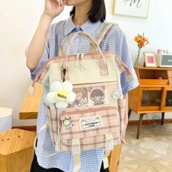 Apparel Set Of 5 Kawaii Plaid Backpack Bag Collection -Kawaii Store kawaiies plushies plush softtoy set of 5 kawaii plaid backpack bag collection bag 808763