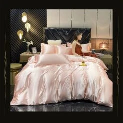 Shades Of Pink Mulberry Silk Bedding Set -Kawaii Store kawaiies plushies plush softtoy shades of pink mulberry silk bedding set bedding sets 220562