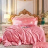 Shades Of Pink Mulberry Silk Bedding Set -Kawaii Store kawaiies plushies plush softtoy shades of pink mulberry silk bedding set bedding sets coral twin 335952