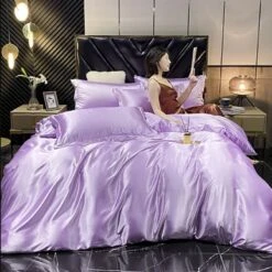 Shades Of Purple Mulberry Silk Bedding Set -Kawaii Store kawaiies plushies plush softtoy shades of purple mulberry silk bedding set bedding sets 930512