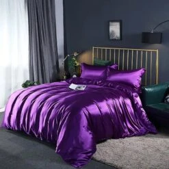 Shades Of Purple Mulberry Silk Bedding Set -Kawaii Store kawaiies plushies plush softtoy shades of purple mulberry silk bedding set bedding sets 986690