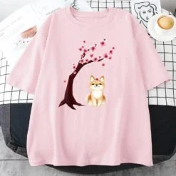 Apparel Shiba Inu Sakura Tree Unisex Cotton Tee -Kawaii Store kawaiies plushies plush softtoy shiba inu sakura tree unisex cotton tee apparel pink xs 405285