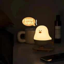 Skateboard Chick LED Night Light -Kawaii Store kawaiies plushies plush softtoy skateboard chick led night light home decor 266582