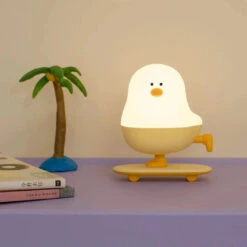 Skateboard Chick LED Night Light -Kawaii Store kawaiies plushies plush softtoy skateboard chick led night light home decor 477381