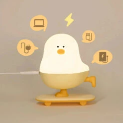 Skateboard Chick LED Night Light -Kawaii Store kawaiies plushies plush softtoy skateboard chick led night light home decor 853931