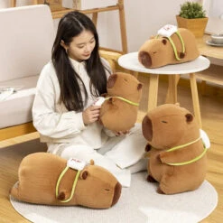 Sleepy Capybara With Mahjong Backpack Plushie -Kawaii Store kawaiies plushies plush softtoy sleepy capybara with mahjong backpack plushie soft toy 281362