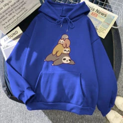 Apparel Sleepy Sloth Family Unisex Hoodie -Kawaii Store kawaiies plushies plush softtoy sleepy sloth family unisex hoodie apparel dark blue m 276613
