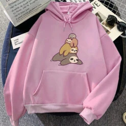 Apparel Sleepy Sloth Family Unisex Hoodie -Kawaii Store kawaiies plushies plush softtoy sleepy sloth family unisex hoodie apparel pink xs 850058