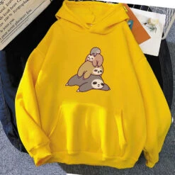Apparel Sleepy Sloth Family Unisex Hoodie -Kawaii Store kawaiies plushies plush softtoy sleepy sloth family unisex hoodie apparel yellow xs 370449