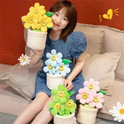 Smiling Sunflower Flowerpot Plush -Kawaii Store kawaiies plushies plush softtoy smiling sunflower flowerpot plush soft toy 586000